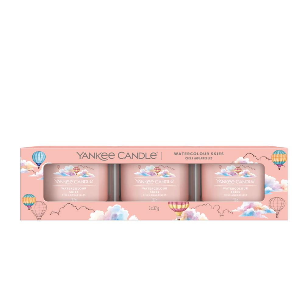 Yankee Candle Watercolour Skies 3 Filled Votive Candle Gift Set £6.99